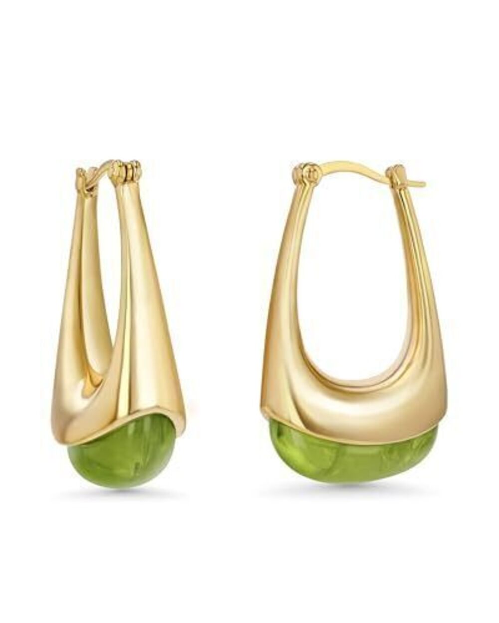 2780 Long Oval Chunky Dangle 18K Gold Plated Hoops with Colored Resin